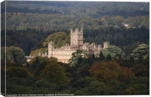 Majestic Highclere Castle Beyond Downton Abbey Canvas Print by Simon Marlow