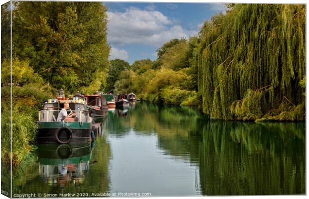 Serenity on the Kennet and Avon Canal Canvas Print by Simon Marlow