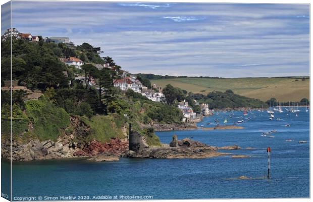 Salcombe from the coastal path Canvas Print by Simon Marlow