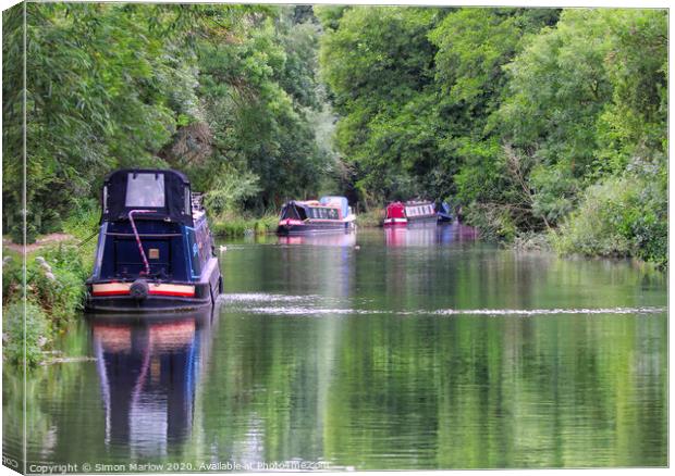 Barges on the Kennet and Avon Canal Canvas Print by Simon Marlow