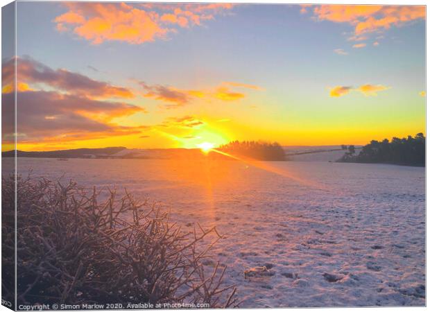 Winter sunrise in South Shropshire  Canvas Print by Simon Marlow