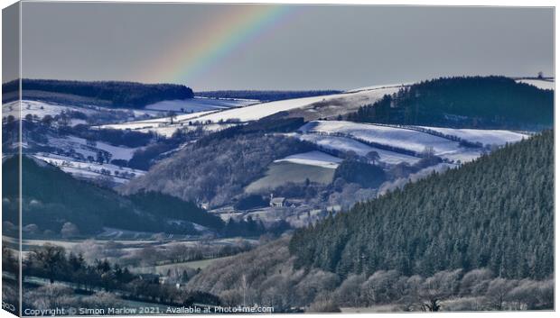 Serene Winterscape in South Shropshire Canvas Print by Simon Marlow