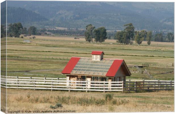 Farm house at Yellowstone national park in Wyoming USA Canvas Print by Arun 
