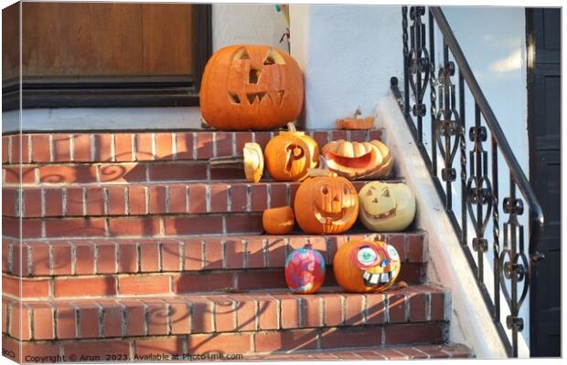 Halloween decorations on streets Canvas Print by Arun 
