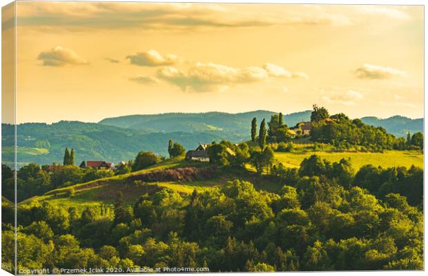 A Beautiful Sunset over a Styrian Vineyard in Austria Canvas Print by Przemek Iciak