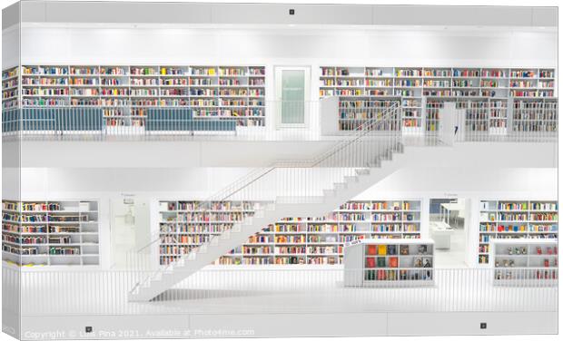 Stuttgart Library beautiful modern library white futuristic in Germany Canvas Print by Luis Pina