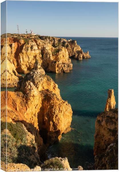 Ponta da Piedade farol Lighthouse in Lagos, in Portugal Canvas Print by Luis Pina