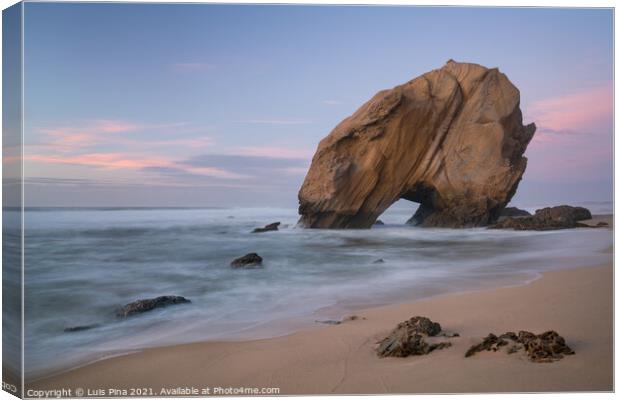 Praia de Santa Cruz beach in Portugal at sunset Canvas Print by Luis Pina