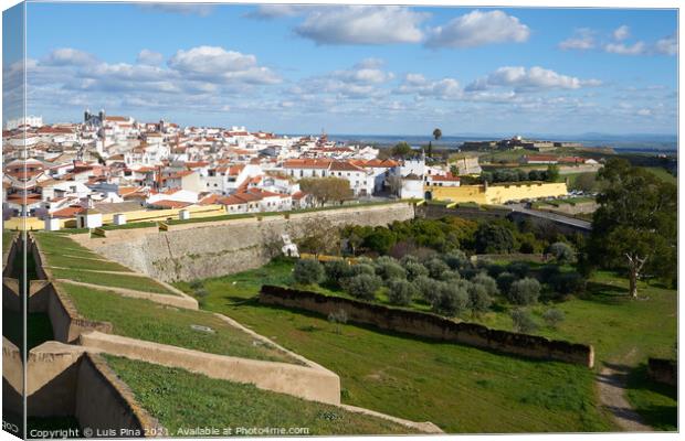 Elvas city historic buildings inside the fortress wall in Alentejo, Portugal Canvas Print by Luis Pina