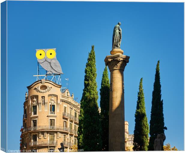 Owl Barcelona Canvas Print by Luis Pina