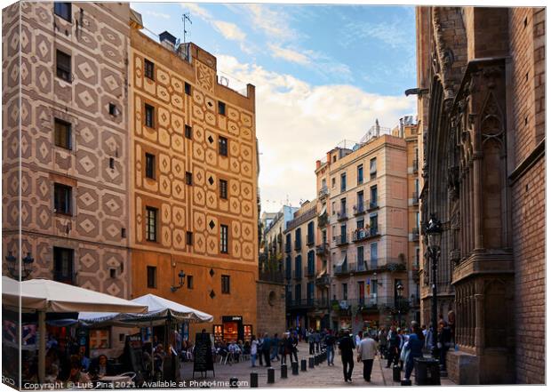 Gothic Quarter area in Barcelona, Spain Canvas Print by Luis Pina