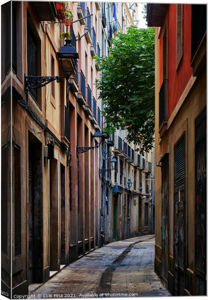 Gothic Quarter area in Barcelona, Spain Canvas Print by Luis Pina