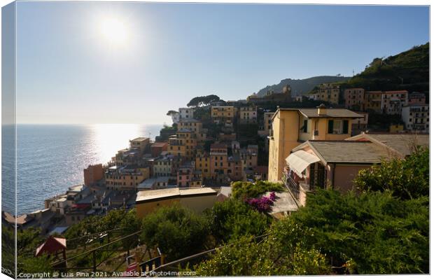 riomaggiore city view, in Italy Canvas Print by Luis Pina