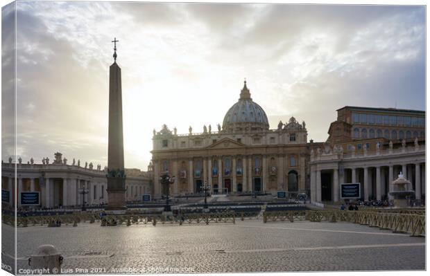 Piazza San Pietro at sunset in Rome, Italy Canvas Print by Luis Pina