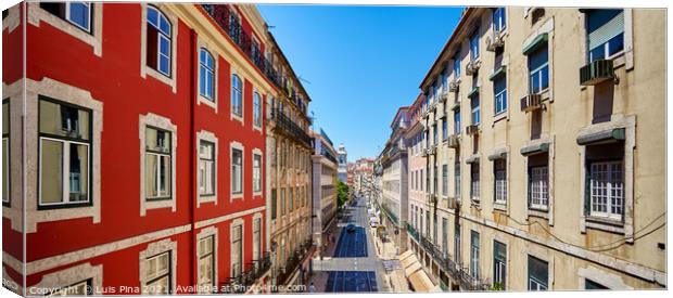Colorful street Houses in Lisbon, Portugal Canvas Print by Luis Pina