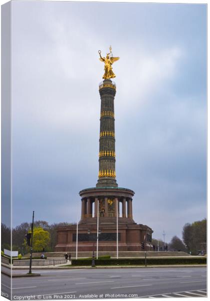 Victory Column Siegessäule in Berlin on a cloudy day Canvas Print by Luis Pina