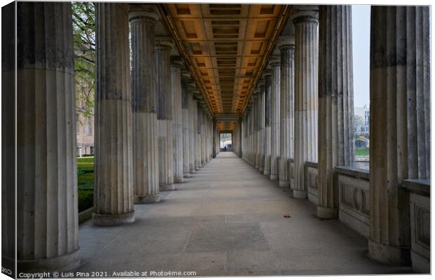Columns in Alte Nationalsgalerie museum in Berlin Canvas Print by Luis Pina