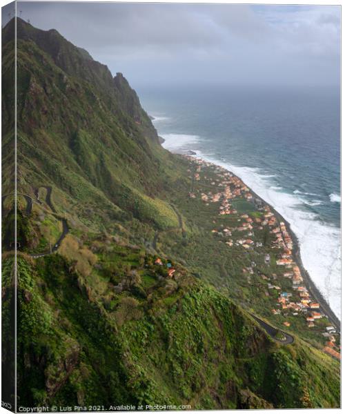 Aerial view of Paul do Mar from Faja da Ovelha in Madeira Canvas Print by Luis Pina