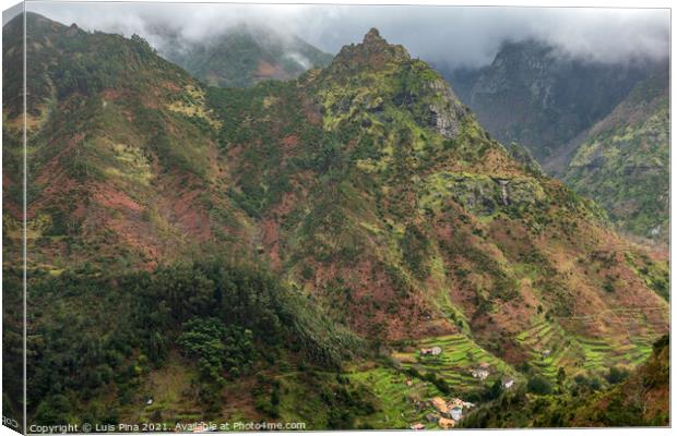 Beautiful landscape mountains with clouds, in Madeira Canvas Print by Luis Pina