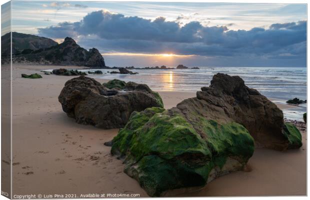 Praia do amado beach at sunset in Costa Vicentina, Portugal Canvas Print by Luis Pina