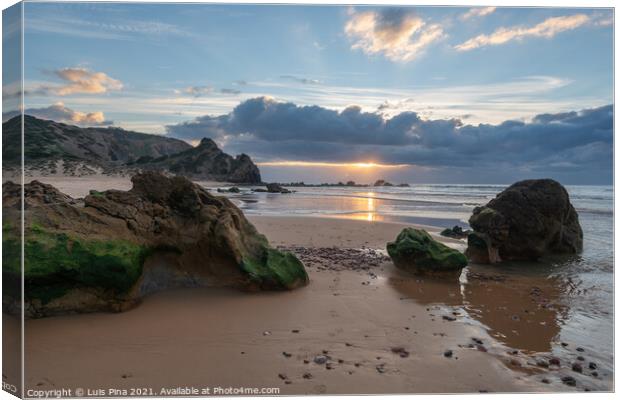 Praia do amado beach at sunset in Costa Vicentina, Portugal Canvas Print by Luis Pina