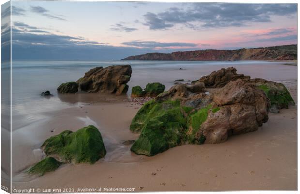 Praia do amado beach at sunset in Costa Vicentina, Portugal Canvas Print by Luis Pina