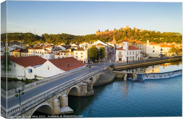 Aerial drone view of Tomar and Convento de cristo christ convent in Portugal Canvas Print by Luis Pina