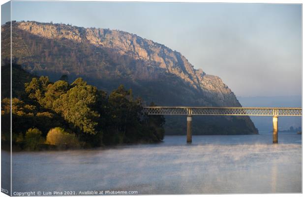 Portas de Rodao landscape in Vila Velha de Rodao with a beautiful bridge at sunrise, in Portugal Canvas Print by Luis Pina