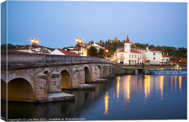 Tomar city view with Nabao river at sunrise, in Portugal Canvas Print by Luis Pina