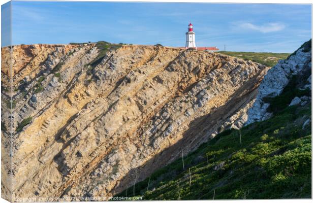 Landscape of Capo Espichel cape with the Lighthouse and sea cliffs, in Portugal Canvas Print by Luis Pina