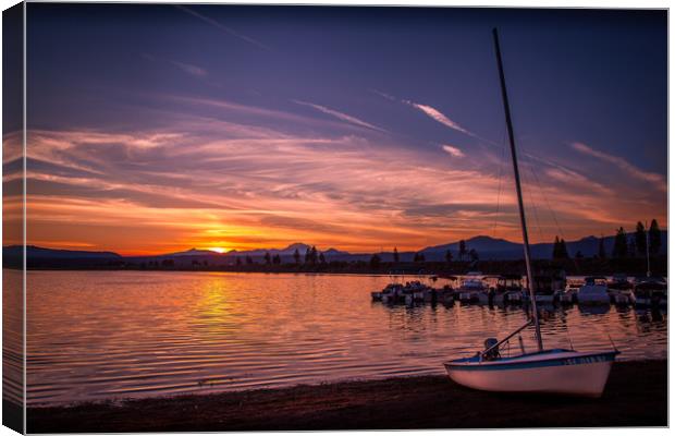 Romantic Lake Almanor Sunset Canvas Print by BRADLEY MORRIS