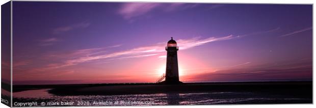 Talacre Lighthouse at sunset Canvas Print by mark baker