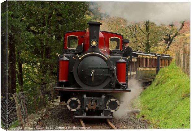 Vintage train above Dduallt Manor. Canvas Print by mark baker