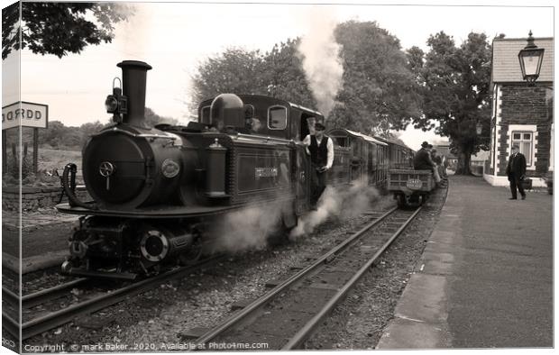 Merddin Emrys and gravity train pass. Canvas Print by mark baker