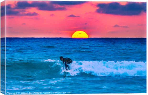 Surfer Sunset La Jolla Shores Beach San Diego California Canvas Print by William Perry