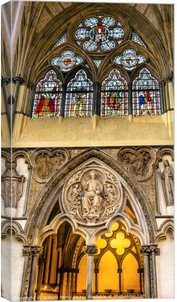 Stained Glass Chapter House Westminster Abbey London England Canvas Print by William Perry
