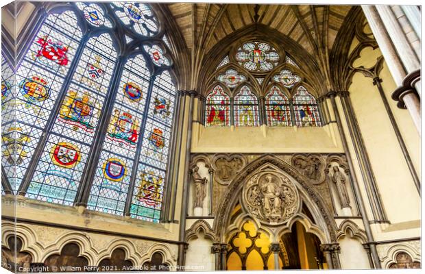  Stained Glass Chapter House Westminster Abbey London England Canvas Print by William Perry