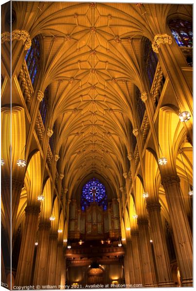 St. Patrick's Cathedral Inside Organ Stained Glass Arches  New Y Canvas Print by William Perry