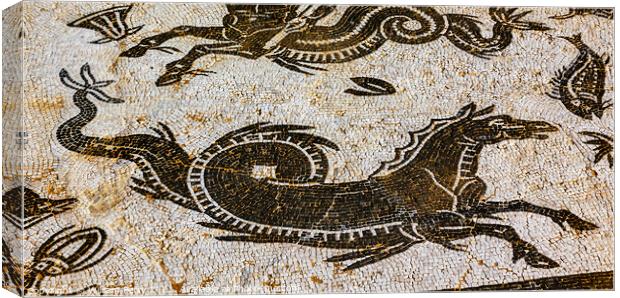 Ancient Horse Serpent Mosaic Italica Roman City Seville Andalusi Canvas Print by William Perry