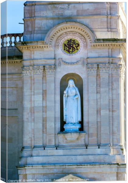 White Mary Statue Basilica of Lady of Rosary Fatima Portugal Canvas Print by William Perry