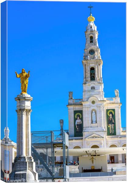 Christ Statue 100th Anniversary Basilica Fatima Portugal Canvas Print by William Perry