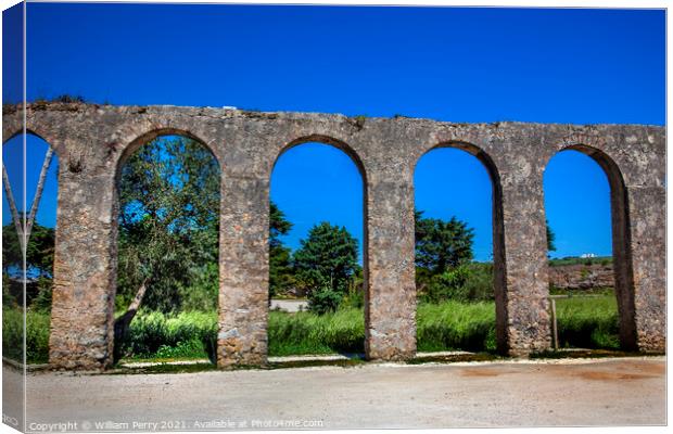 Ancient Usseira Aqueduct Obidos Portugal Canvas Print by William Perry