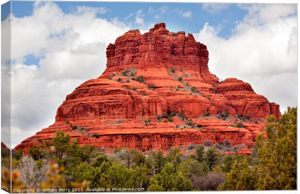 Bell Rock Butte Orange Red Rock Canyon Sedona Arizona Canvas Print by William Perry