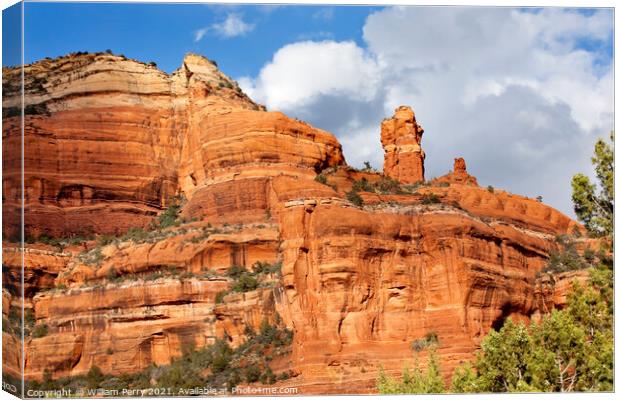 Clouds Blue Sky Over Boynton Red Rock Canyon Sedona Arizona Canvas Print by William Perry