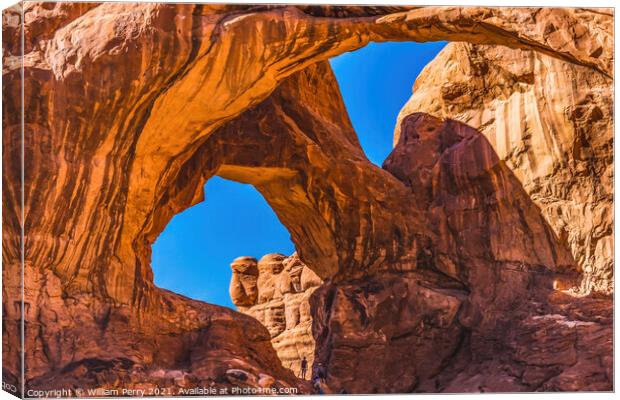 Double Arch Rock Canyon Windows Section Arches National Park Moa Canvas Print by William Perry