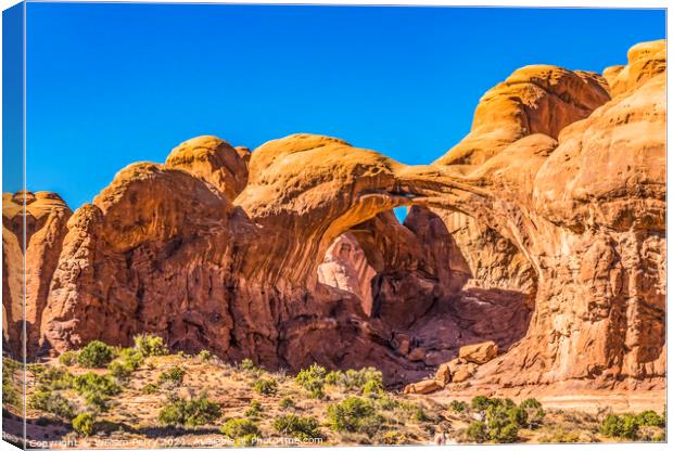 Delicate Arch Rock Canyon Arches National Park Moab Utah  Canvas Print by William Perry