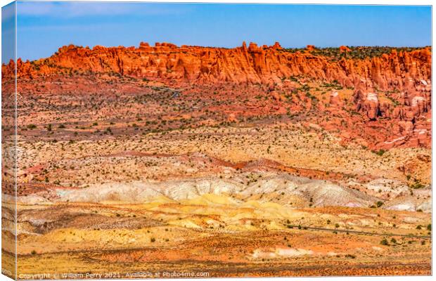 Painted Desert Orange Grass Sandstone White Sand Arches National Canvas Print by William Perry