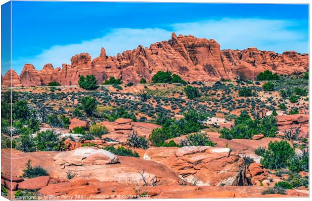 Painted Desert Red Fiery Furnace Arches National Park Moab Utah  Canvas Print by William Perry