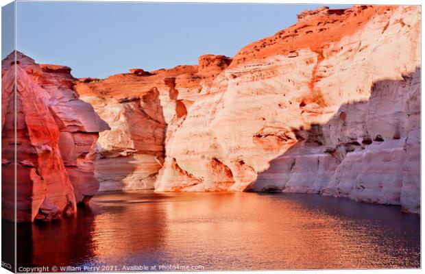 Orange Pink Antelope Canyon Reflection Lake Powell Arizona Canvas Print by William Perry