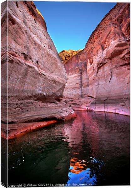 Pink Antelope Slot Canyon Reflection Lake Powell Arizona Canvas Print by William Perry
